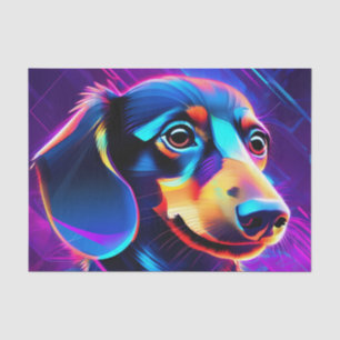 Futuristic neon dachshund dog tissue paper