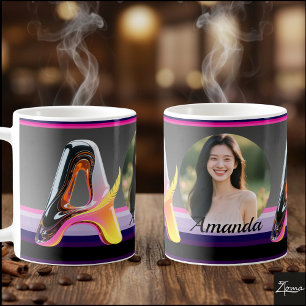 Futuristic Neon Glossy Abstract Letter A Coffee Mug