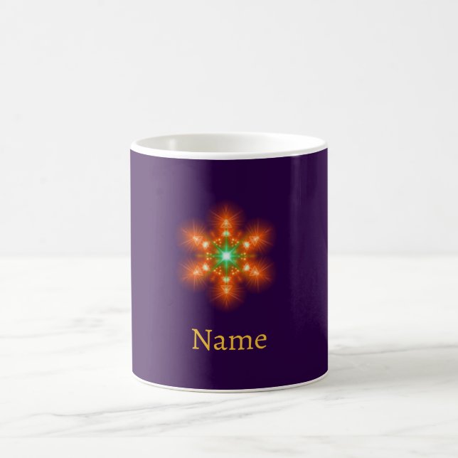 Futuristic Neon Glow Flower Graphic Coffee Mug (Center)