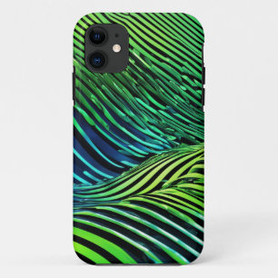 Futuristic Neon Green Stripes  iPhone 11 Case