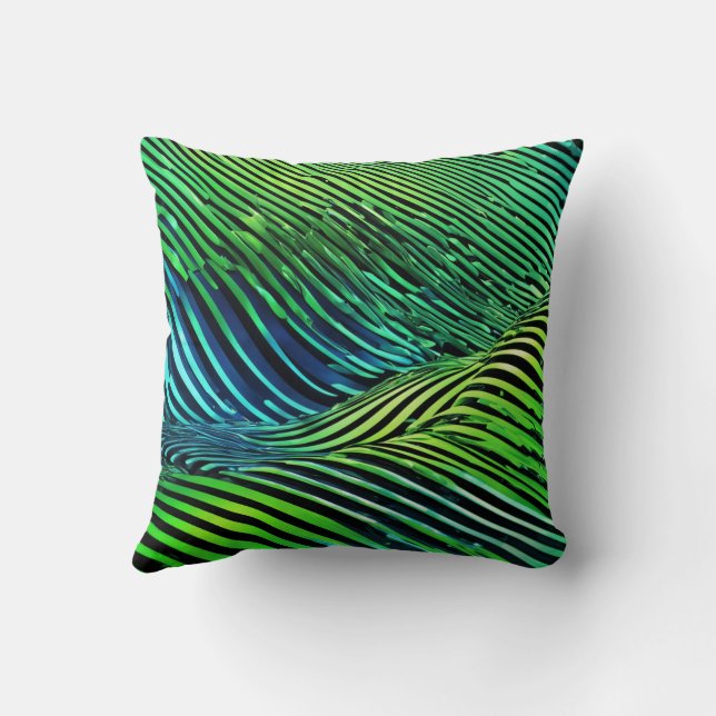 Futuristic Neon Green Stripes  Cushion (Back)