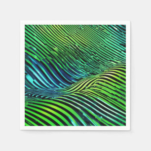 Futuristic Neon Green Stripes Napkin