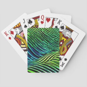 Futuristic Neon Green Stripes Playing Cards
