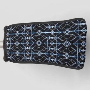 Futuristic Neon Grid Pattern Golf Head Cover