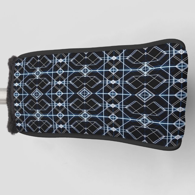 Futuristic Neon Grid Pattern Golf Head Cover (Front)