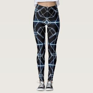 Futuristic Neon Grid Pattern Leggings