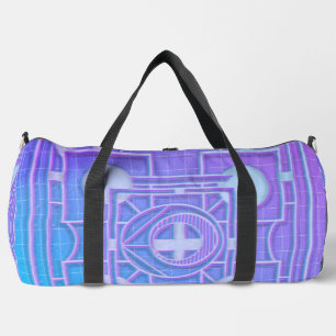 Futuristic Neon Vaporwave Abstract Geometric Duffle Bag
