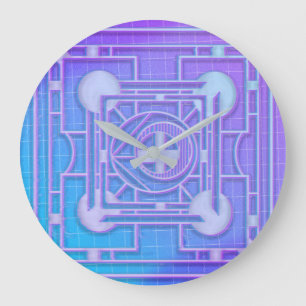 Futuristic Neon Vaporwave Abstract Geometric Large Clock