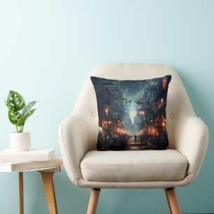 Futuristic Night City Cyberpunk Cushion