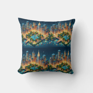 Futuristic NYC Central Park Pillow Design.