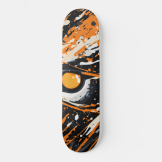 Futuristic paint splatter, panther black, look, cr skateboard