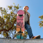 Futuristic Palm Skateboard Personalised Name Decks<br><div class="desc">Palm Tree Futuristic Retro Design Skateboard Designed by Dream Big Digital Design
A tropical skateboard with a pink sunset abstract design.</div>