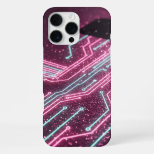 Futuristic Pink Glitter Cyber Circuit iPhone 16 Ca Pro Max Case
