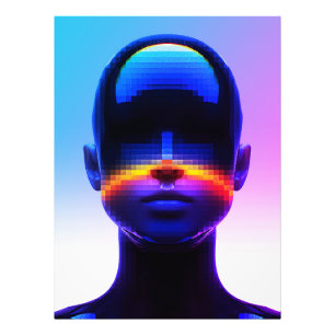 Futuristic Pixel Art Portrait – Digital Abstract Photo Print
