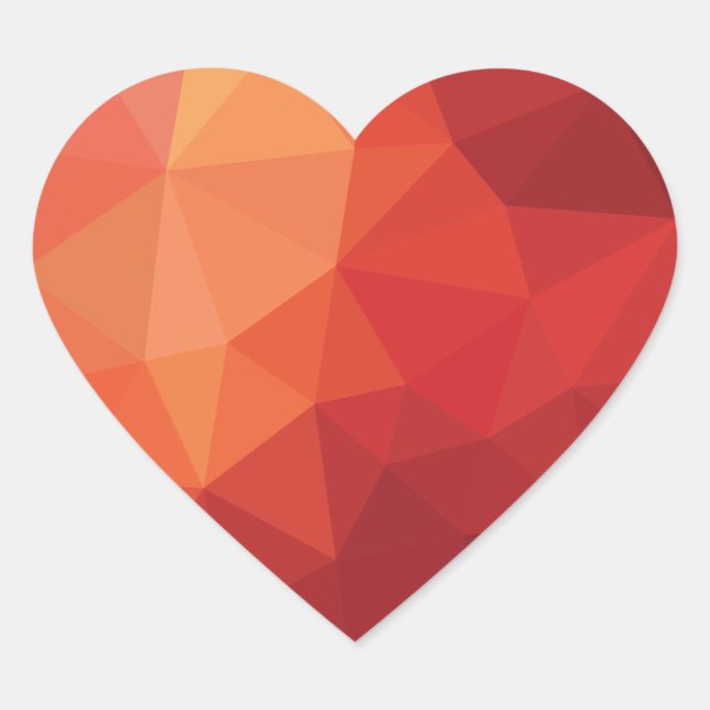 Futuristic polygonal texture red heart sticker (Front)