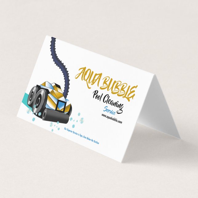 Futuristic Pool Cleaning Robot  Business Card (Front)