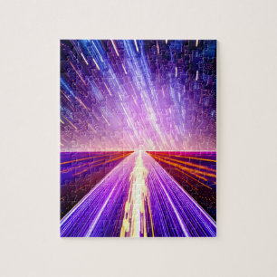 Futuristic Purple Road on Galactic Time Highway Jigsaw Puzzle