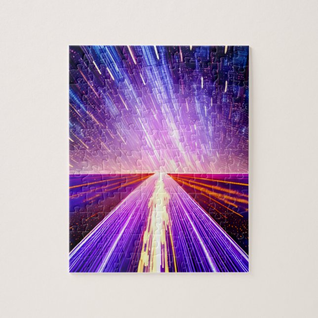 Futuristic Purple Road on Galactic Time Highway Jigsaw Puzzle (Vertical)