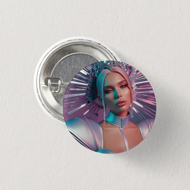 Futuristic queen 3 cm round badge (Front & Back)
