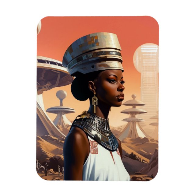Futuristic Queen Afrofuturistic Science Fiction Magnet (Vertical)