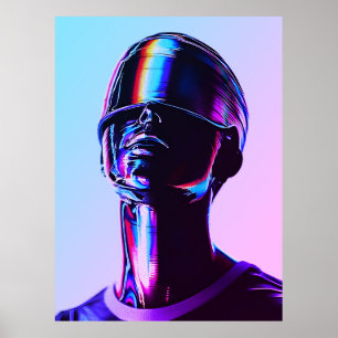Futuristic Rainbow Chrome Portrait Wall Art