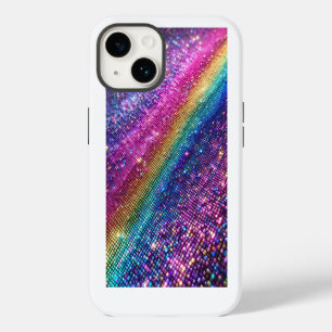 Futuristic Rainbow Pixel Sparkle Gradient Luxury M iPhone 14 Case