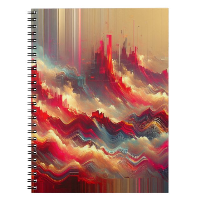 Futuristic Red Abstract City Notebook (Front)
