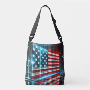 Futuristic Rendering of the American Flag Crossbody Bag