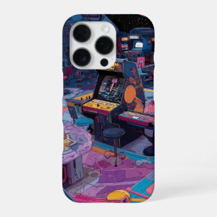 Futuristic Retro Arcade in Outer Space iPhone 16 Pro Case
