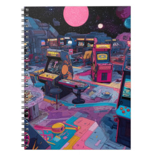 Futuristic Retro Arcade in Outer Space Notebook