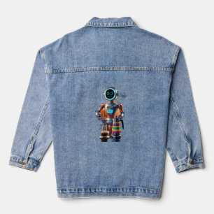 Futuristic retro robot denim jacket