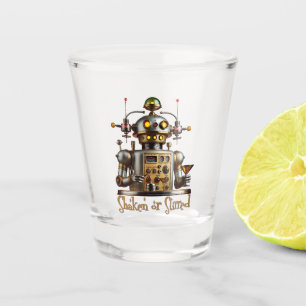 Futuristic Robot Bartender "Shaken or Stirred" Shot Glass