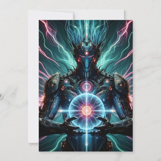 Futuristic Robot Cosmic Core Cyberpunk Announcement (Front)