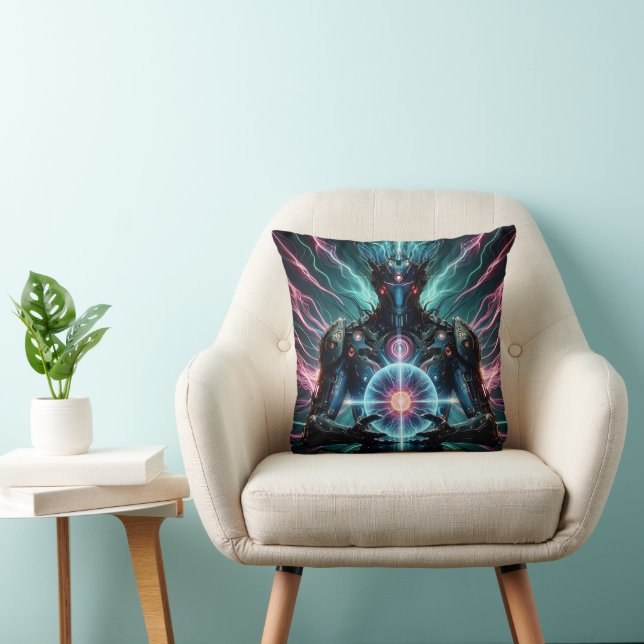 Futuristic Robot Cosmic Core Cyberpunk Cushion (Chair)