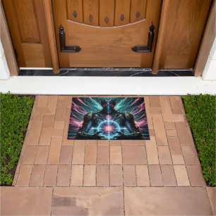 Futuristic Robot Cosmic Core Cyberpunk Doormat