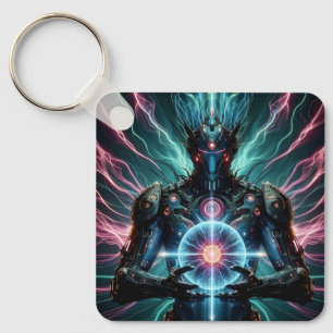 Futuristic Robot Cosmic Core Cyberpunk Key Ring