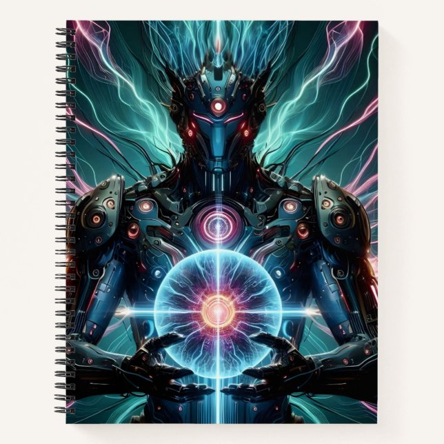 Futuristic Robot Cosmic Core Cyberpunk Notebook (Front)