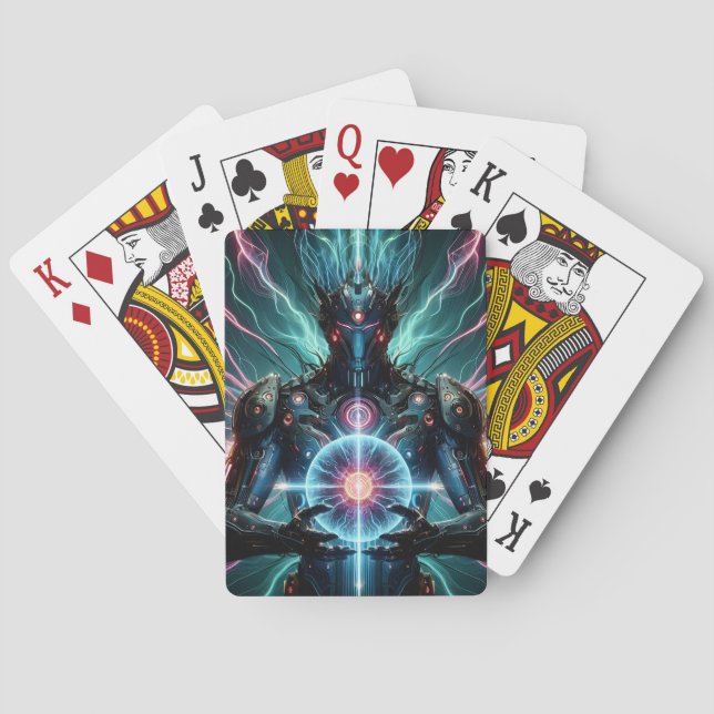 Futuristic Robot Cosmic Core Cyberpunk Playing Cards (Back)