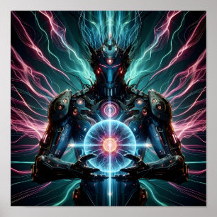 Futuristic Robot Cosmic Core Cyberpunk Poster