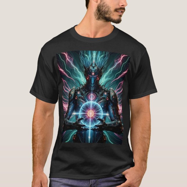 Futuristic Robot Cosmic Core Cyberpunk T-Shirt (Front)