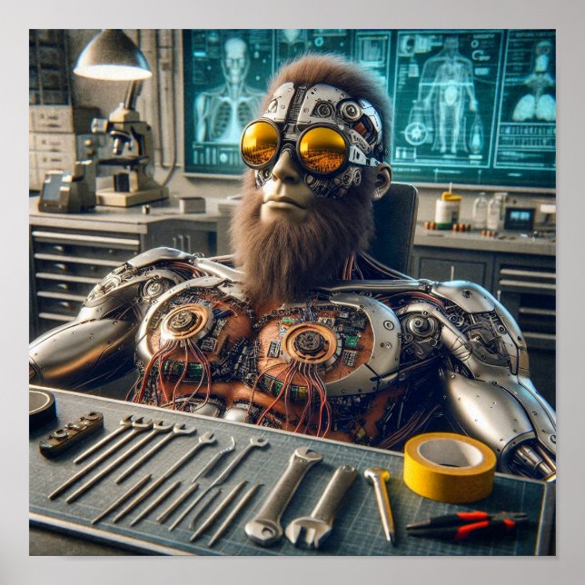 Futuristic Robot Engineer Poster (Front)