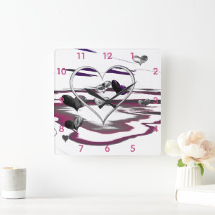 Futuristic Romance Square Wall Clock