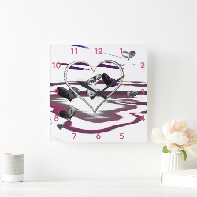 Futuristic Romance  Square Wall Clock (Home)