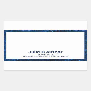 Futuristic Sci Fi Blue Border Author Book Plate Rectangular Sticker