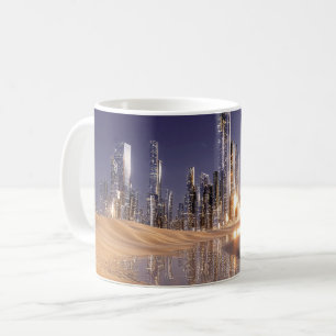 Futuristic Sci-Fi City Reflected In Desert Sands Coffee Mug