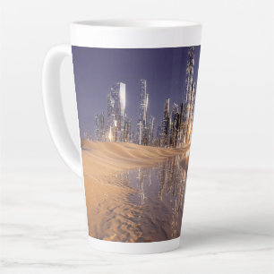 Futuristic Sci-Fi City Reflected In Desert Sands Latte Mug