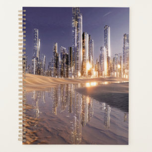 Futuristic Sci-Fi City Reflected In Desert Sands Planner