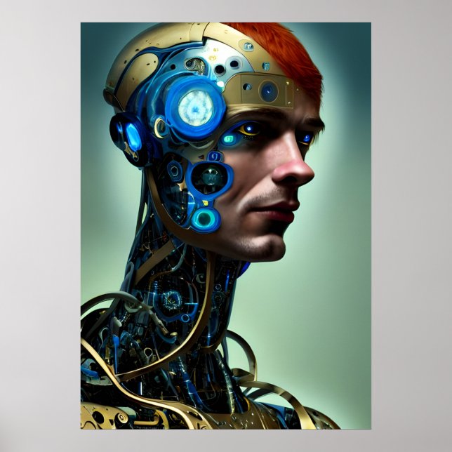 Futuristic Science Fiction Cyborg Man Wall Art  (Front)