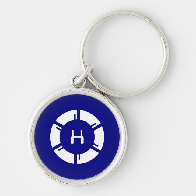 Futuristic SciFi Circle With Custom Monogram Blue Key Ring (Front)