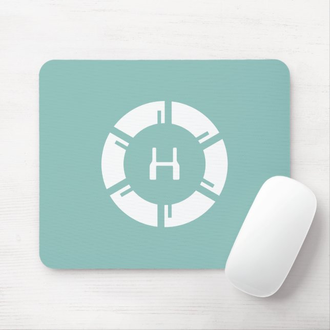 Futuristic SciFi Circle With Custom Monogram Mint Mouse Pad (With Mouse)